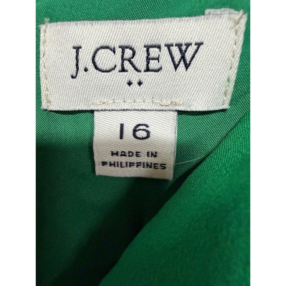 J. Crew Jade Green Split Neck Sleeveless Dress Prep Business Date Night Size 16 - Picture 5 of 6
